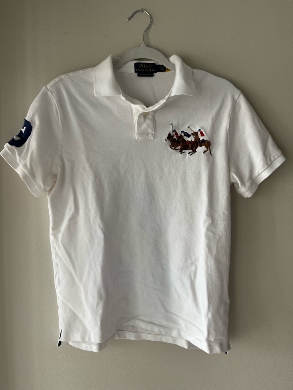 Ralph Lauren White Polo with Triple Player Embroidery